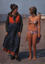 Two Women Standing On A Beach Denmark Postcard Postcard Postcard