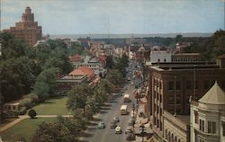 Central Avenue, From An Arlington Hotel Sundeck Looking Over Holly and Magnolia Tree, Bordered Bath House Row Hot Springs, AR Po Postcard