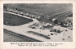 Mark Twain Motel, Cafe & Service Station Paris, MO Postcard Postcard Postcard