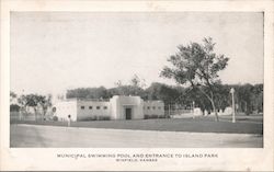 Municipal Swimming Pool and Entrance to Island Park Winfield, KS Postcard Postcard Postcard