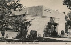 Sacred Heart School & Church Larned, KS Postcard Postcard Postcard