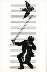 Carlo Pittore Violin Mail Art Modern Postcard Postcard Postcard