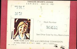 Mable Baca Taxicab Driver's License Postcard