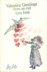 Valentine Greetings from an old Love Bird  Rubber Stamp Art Postcard