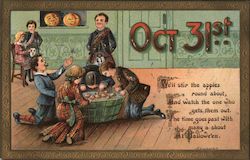 Oct. 31st We'll Stir The Apples Round About, And Watch The One Who Gets Them Out Postcard