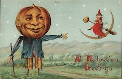 All Halloween Greetings Postcard