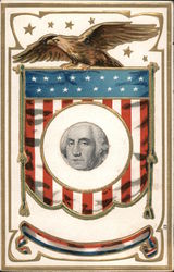 Eagle Holding Flag with George Washington's Face Postcard