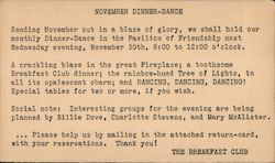 November Dinner-Dance: The Breakfast Club Postcard