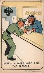 Soldier Taking Out Loan, Pawn Shop Comic Postcard Postcard Postcard