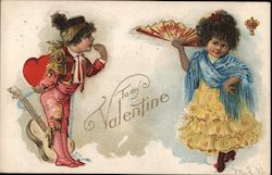 To My Valentine Children Dressed in Mexican Clothing Postcard