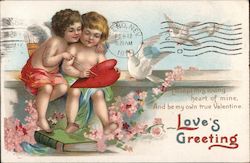 Love's Greeting Cupids Holding Heart Postcard Postcard Postcard