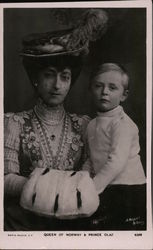 Queen of Norway & Prince Olaf Royalty Postcard Postcard Postcard