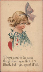 Girl With Bow in Her Hair Carring Valentine Children Charles Twelvetrees Postcard Postcard Postcard