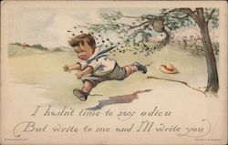 I hadn't time to say adieu, But write to me and I'll write you Comic, Funny Charles Twelvetrees Postcard Postcard Postcard