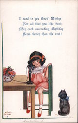 Happy Birthday Card Artist Signed Isabel Hudson Postcard Postcard Postcard