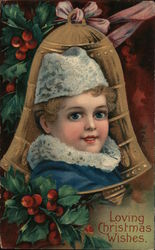 Loving Christmas Wishes Child and Bell Children Postcard Postcard Postcard