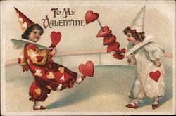 To My Valentine -- Children Dressed in Jester Costumes Ellen Clapsaddle Postcard Postcard Postcard