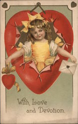 With Love and Devotion Hearts Ellen Clapsaddle Postcard Postcard Postcard