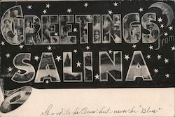 Greetings from Salina - Faces, Moon, Stars Kansas Postcard Postcard Postcard