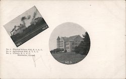 Physical Science Hall, Agricultural Hall, Library - K.S.A.C. Postcard