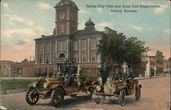 Salina City Hall and Auto Fire Department Kansas Postcard Postcard Postcard