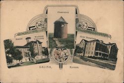 Girls' Dorm, Observatory, Kansas Wesleyan University Salina, KS Postcard Postcard Postcard