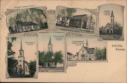 The Churches of Salina, Kansas Postcard