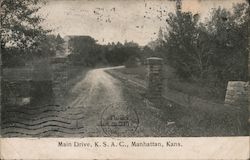 Main Drive, K.S.A.C. Manhattan, KS Postcard Postcard Postcard