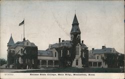 Kansas State College, Main Bldg. Postcard