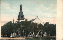 First M.E. Church Manhattan, KS Postcard Postcard Postcard