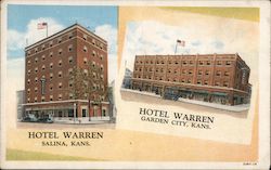 Hotel Warren Garden City and Selina, Kansas Salina, KS Postcard Postcard Postcard