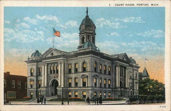 Court House Pontiac MI Postcard