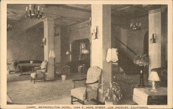 Lobby, Metropolitan Hotel Los Angeles, CA Postcard