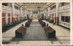 Lobby and Ladies Gallery, Marquette Hotel St. Louis, MO Postcard Postcard Postcard