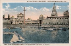 Yacht Harbor, Showing Tower of Progress and Tower of Jewels Postcard