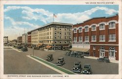 Sixteenth Street and Business District Cheyenne, WY Postcard Postcard Postcard