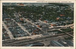 Aeroplane View, Business Section Cheyenne, WY Postcard Postcard Postcard