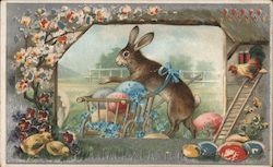 A Happy Easter With Bunnies Postcard Postcard Postcard