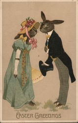 Easter Greetings: Bunny Couple Postcard