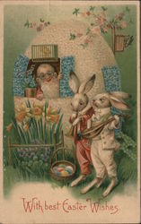 With best Easter Wishes With Bunnies Postcard Postcard Postcard