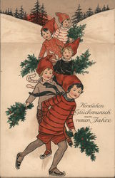 Children Ice Sakting Postcard