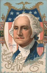 In Memory of the Birthday of Washington Postcard