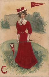 Cornell University College Girl Postcard