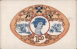 Princeton College Girl, Football Postcard