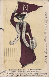 Northwestern University College Girl Postcard