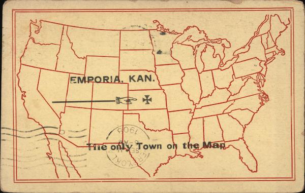 Emporia The Only Town On The Map Kansas Postcard   Card00244 Fr 