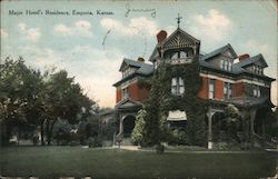 Major Hood's Residence Emporia, KS Postcard Postcard Postcard