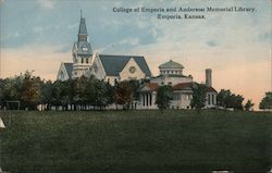 College of Emporia and Anderson Memorial Library Postcard