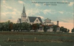 College of Emporia and Anderson Memorial Library Postcard