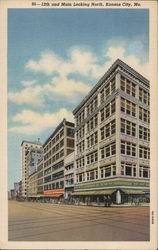 12th and Main Looking North Postcard